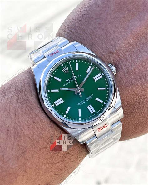 green face rolex oyster perpetual|rolex oyster perpetual 41mm 124300.